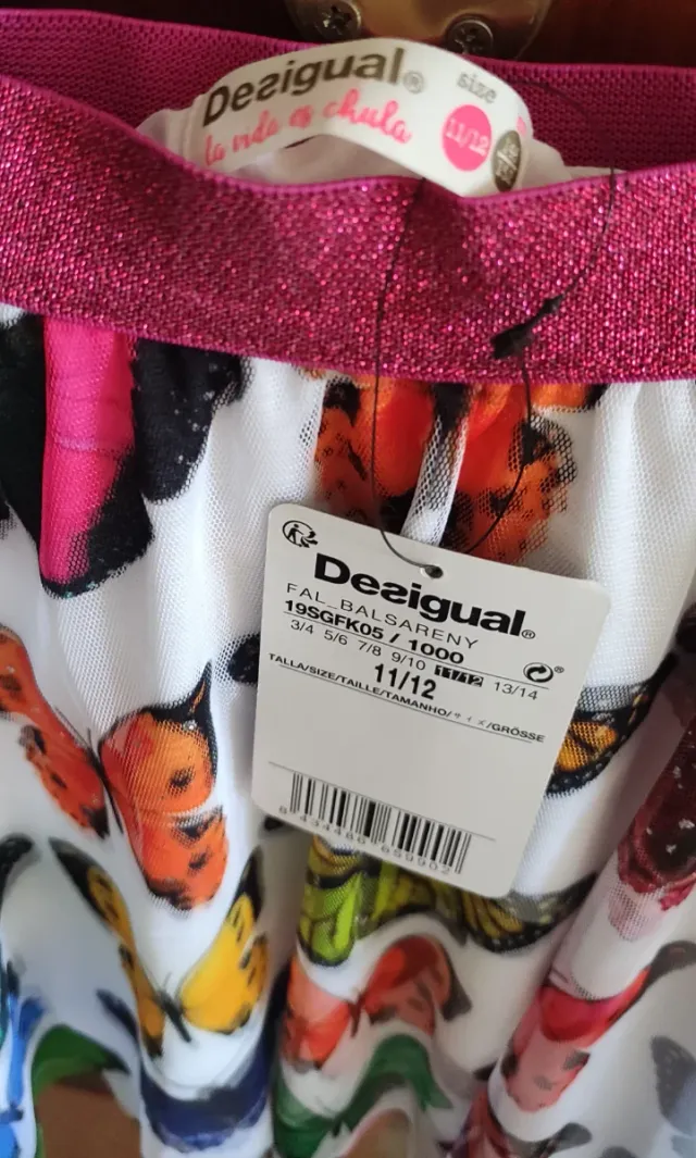 Falda Desigual Niña Mariposas T.11/12 Años Nueva