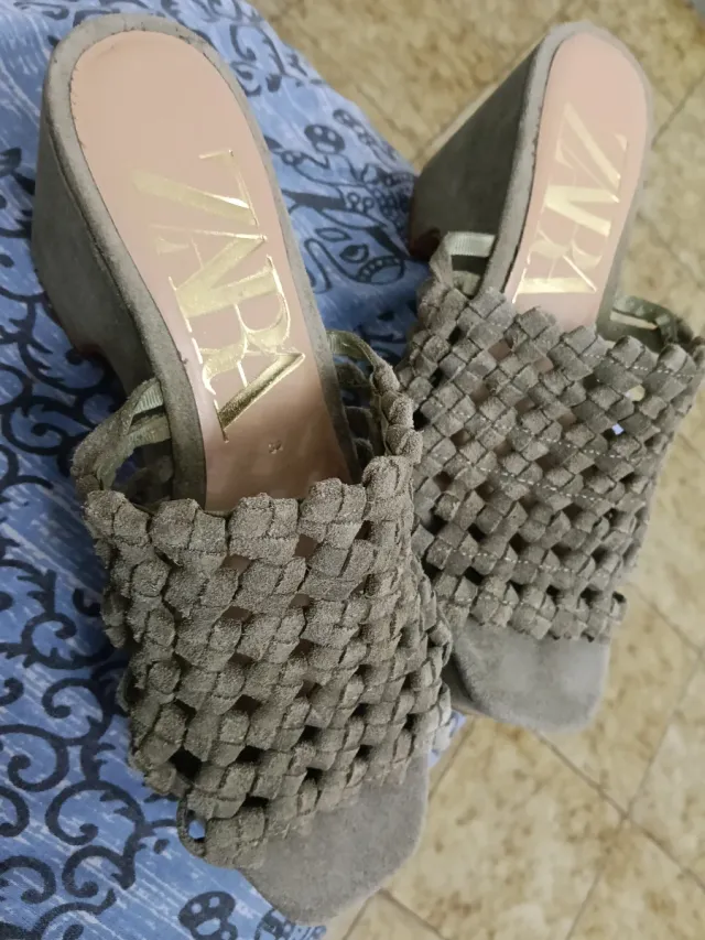 Zapatos Zara Mujer Verde Oliva