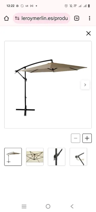 Parasol excéntrico 3x3 beige modelo roma