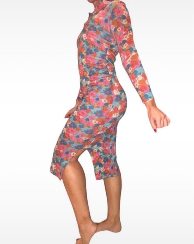 Vestido floral manga larga