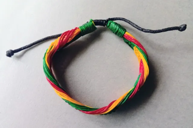 Pulsera Colores Rasta Rastafari ajustable cordón
