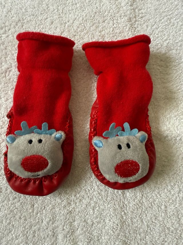 Botitas bebé reno Navidad rojas