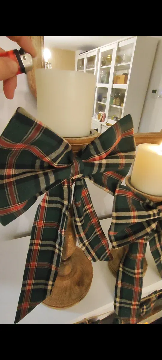 Lazos de tela estilo tartán para Navidad