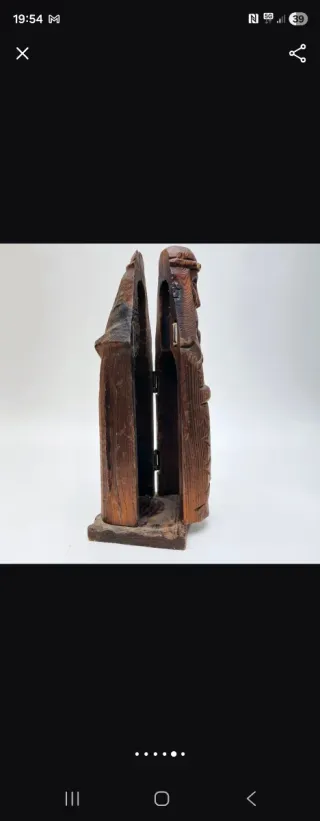 Guardabotellas madera tallado vintage