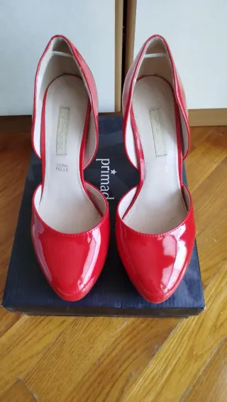 Scarpe donna rosse con tacco e plateau Tg. 39