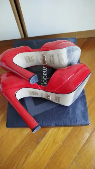 Scarpe donna rosse con tacco e plateau Tg. 39