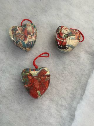 Palline Vintage Natale Cuore Carta Plastica