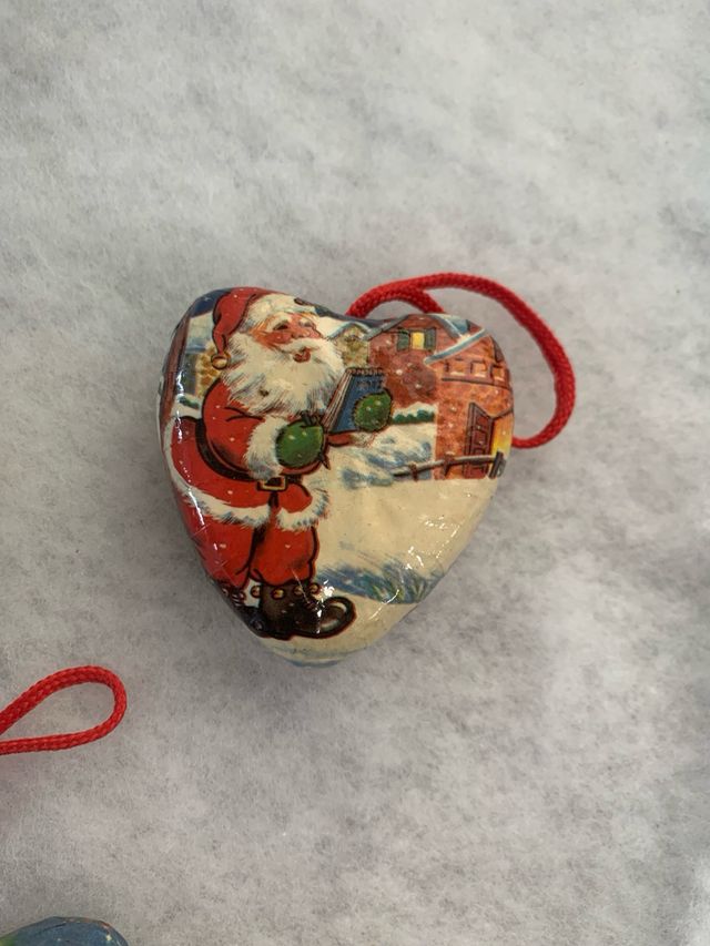 Palline Vintage Natale Cuore Carta Plastica