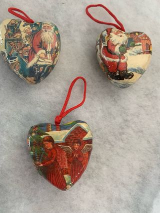 Palline Vintage Natale Cuore Carta Plastica