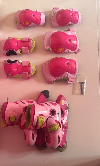 Set Patines y Protecciones Niña Rosa Talla 26-28