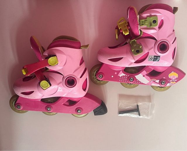 Set Patines y Protecciones Niña Rosa Talla 26-28