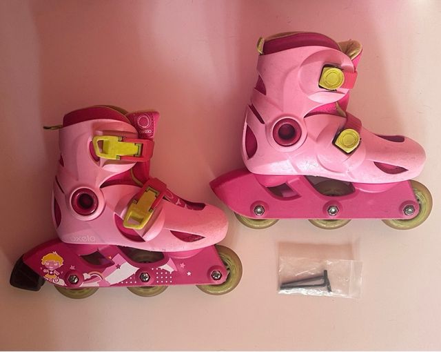 Set Patines y Protecciones Niña Rosa Talla 26-28