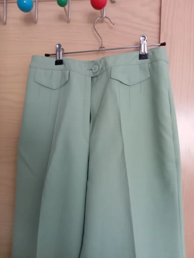 Pantalones anchos vintage hombre 70s verde