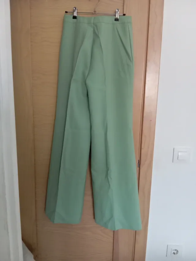 Pantalones anchos vintage hombre 70s verde