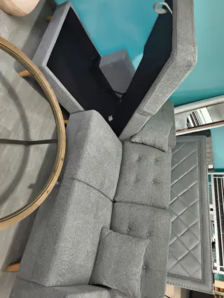 Sofá chaisse longue gris tela