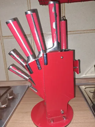 Set coltelli cucina rossi