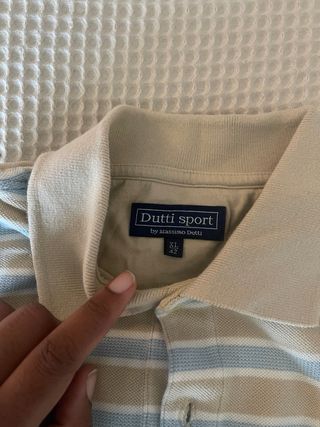 Polo Massimo Dutti Rayas Beige/Azul Talla XL