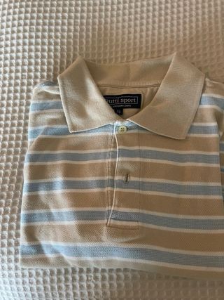 Polo Massimo Dutti Rayas Beige/Azul Talla XL