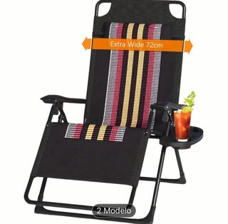 Silla reclinable exterior negra con cojín