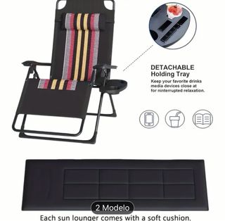 Silla reclinable exterior negra con cojín