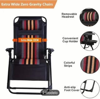 Silla reclinable exterior negra con cojín