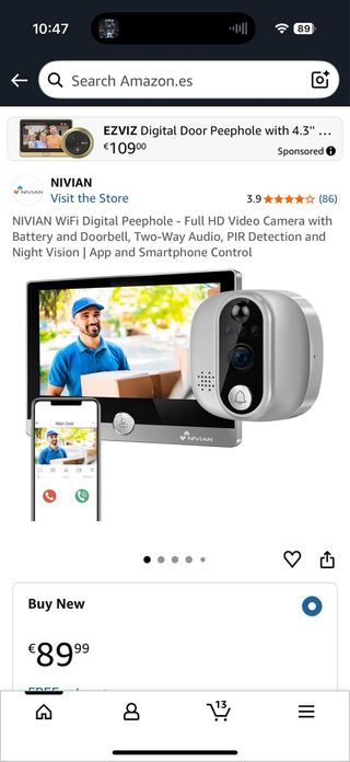 Timbre Inteligente Nivian WiFi 1080p