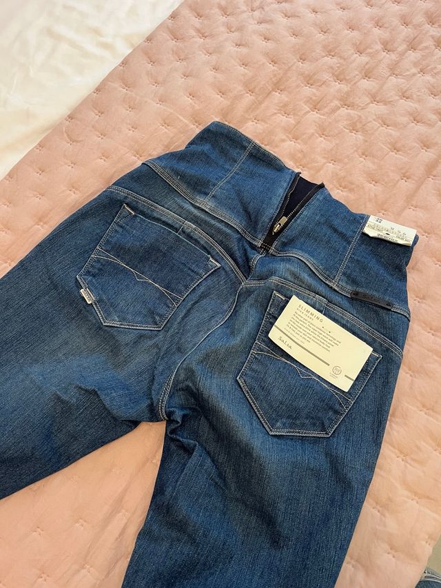 Vaqueros Salsa Slimming Tiro Alto Azul