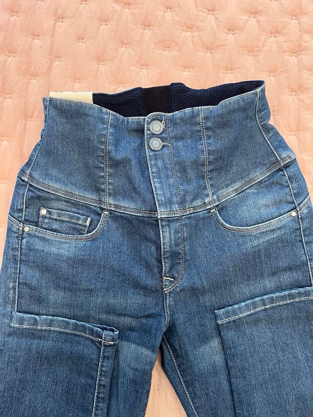 Vaqueros Salsa Slimming Tiro Alto Azul