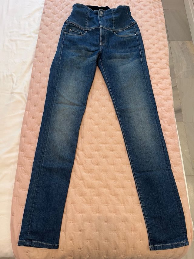 Vaqueros Salsa Slimming Tiro Alto Azul