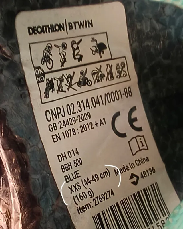 Casco bici niño XXS azul 44-49cm hasta 4 años.