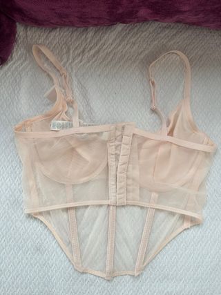 Top Corsé Beige/Rosa con Pedrería Talla M