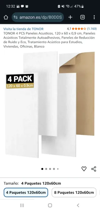 Paneles Acústicos autoadesivos marca tonor 120x60