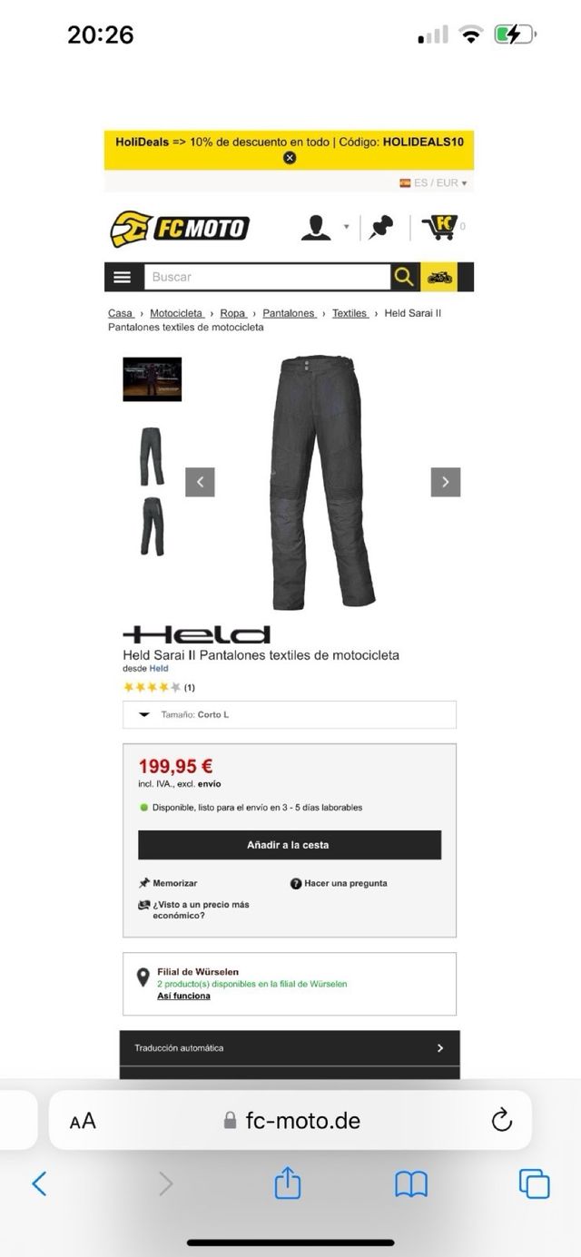 Chaqueta Moto Held Touring II y Pantalón Held Sara