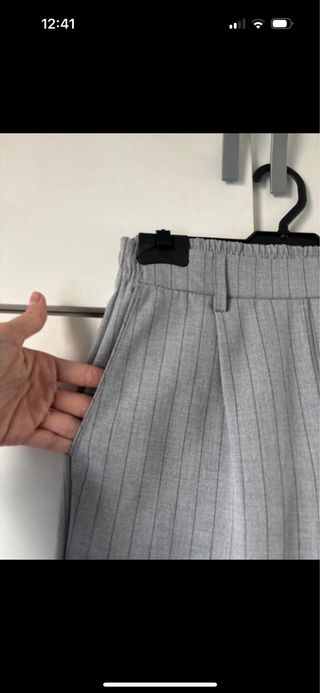 Pantalones grises tiro alto talla S