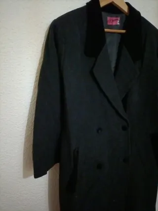 Abrigo de lana mujer negro/gris