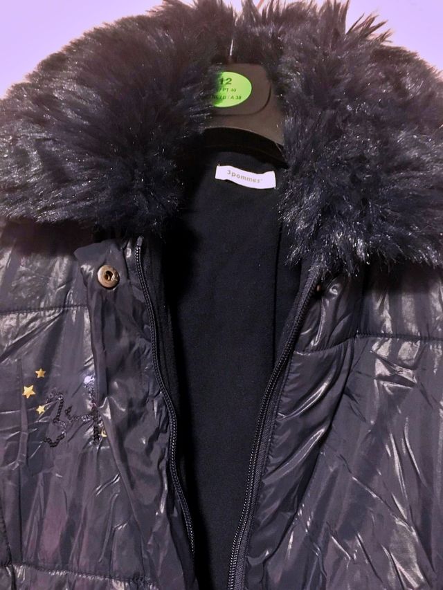 Abrigo acolchado 3 pommes niña azul