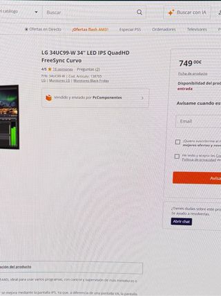 Monitor LG 34UC99 (Ultrawide Curvo IPS QHD)