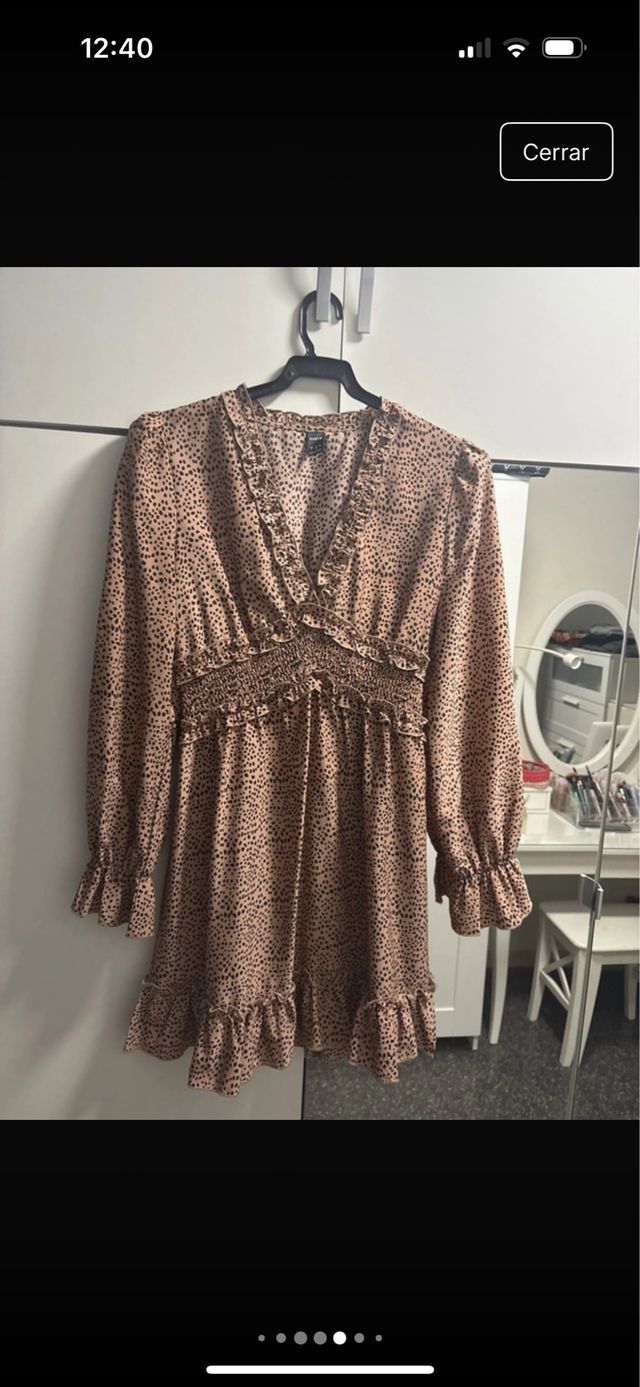 Vestido estampado lunares manga larga Talla S