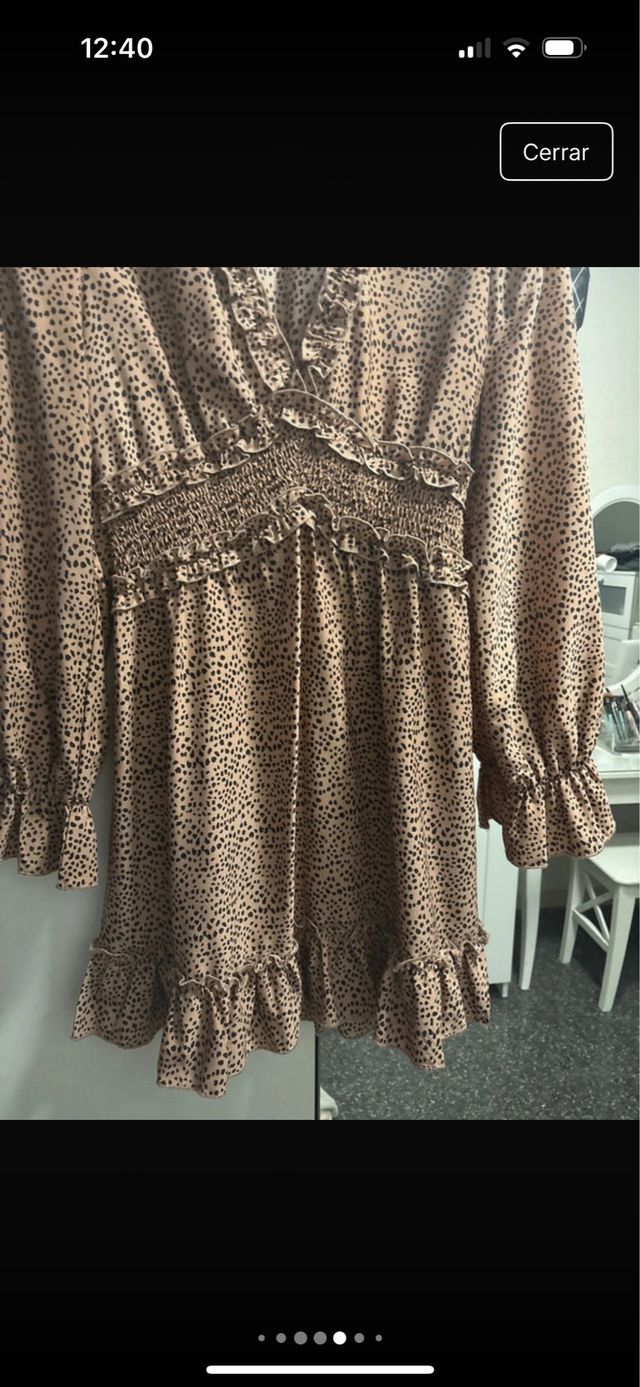 Vestido estampado lunares manga larga Talla S