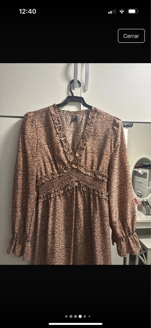 Vestido estampado lunares manga larga Talla S