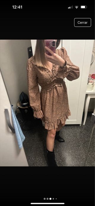 Vestido estampado lunares manga larga Talla S