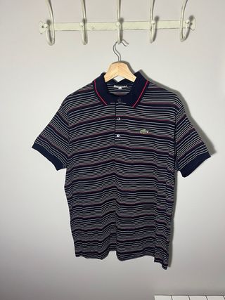 Polo Lacoste vintage – TALLA M – Navy/Blanco/Rojo