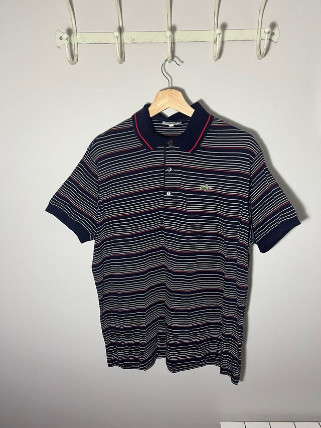 Polo Lacoste vintage – TALLA M – Navy/Blanco/Rojo