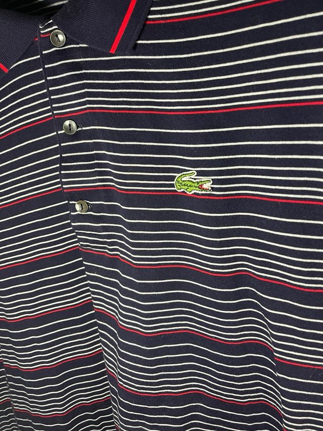Polo Lacoste vintage – TALLA M – Navy/Blanco/Rojo