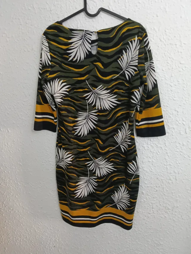 Vestido estampado hojas y cebra