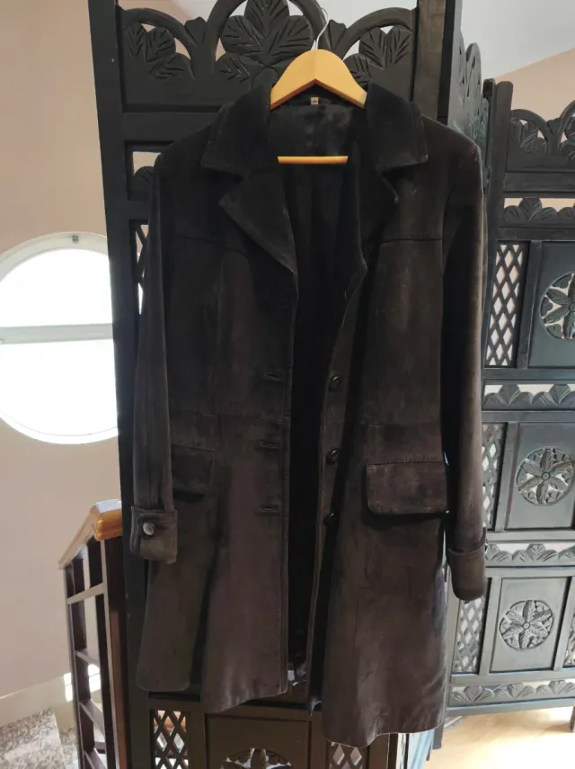 Abrigo ante mujer azul/marrón