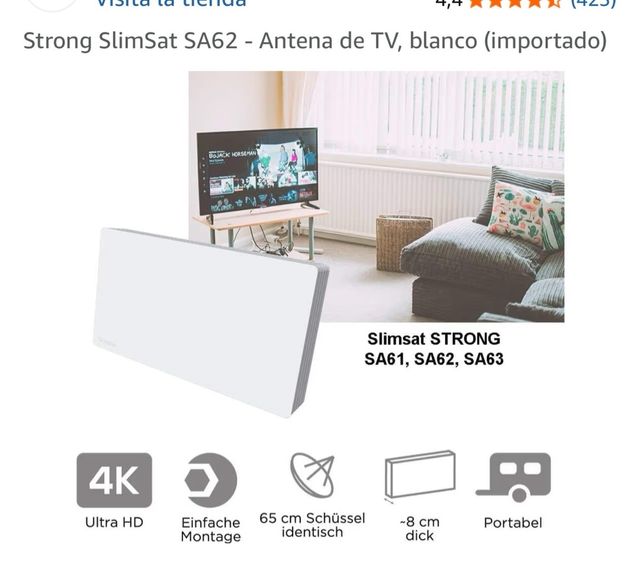 STRONG SLIM SAT SA62 antena TV blanco con LNB Twin