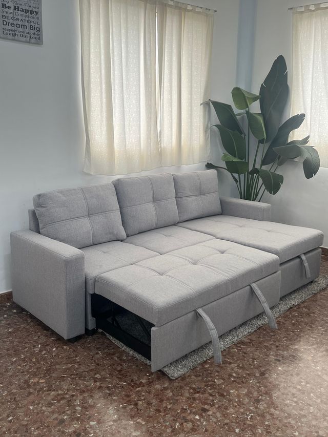 Sofá chaise longue cama gris NUEVO