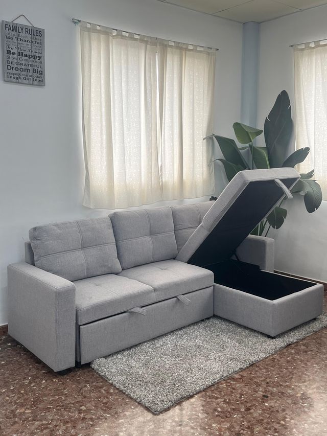 Sofá chaise longue cama gris NUEVO