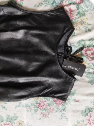 Vestido negro piel sintética talla M/38 nuevo